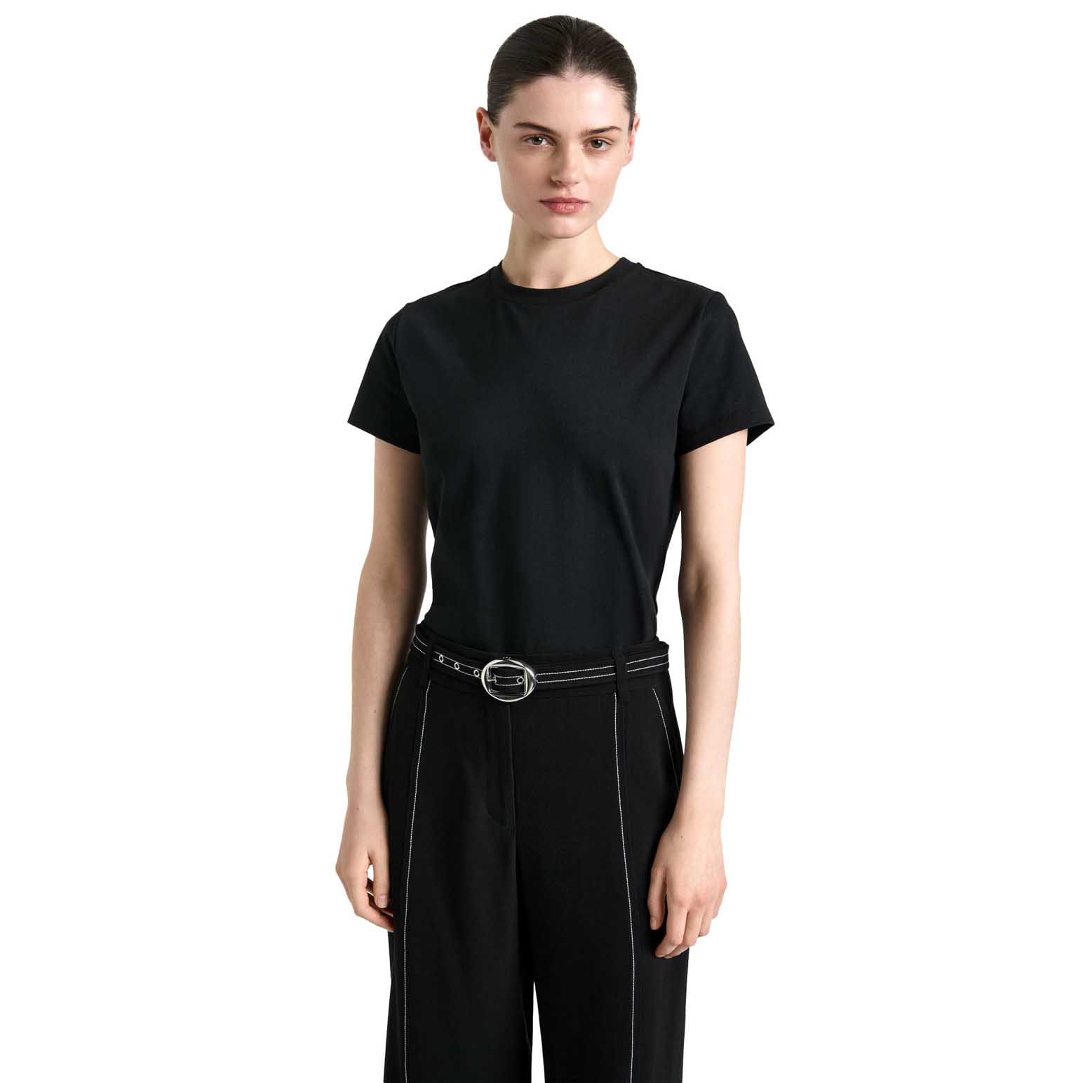 Cue Black Fitted Pima Cotton Tee